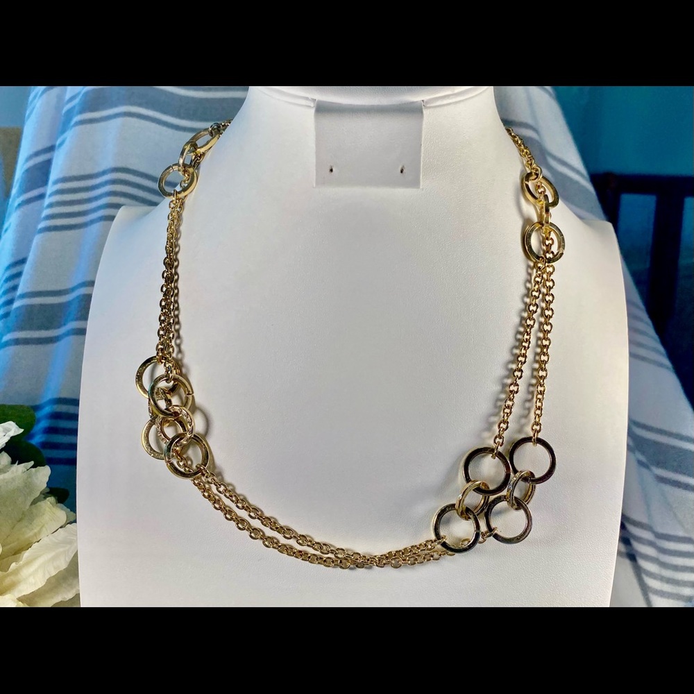 Gold Tone Long Necklace Sparkle
